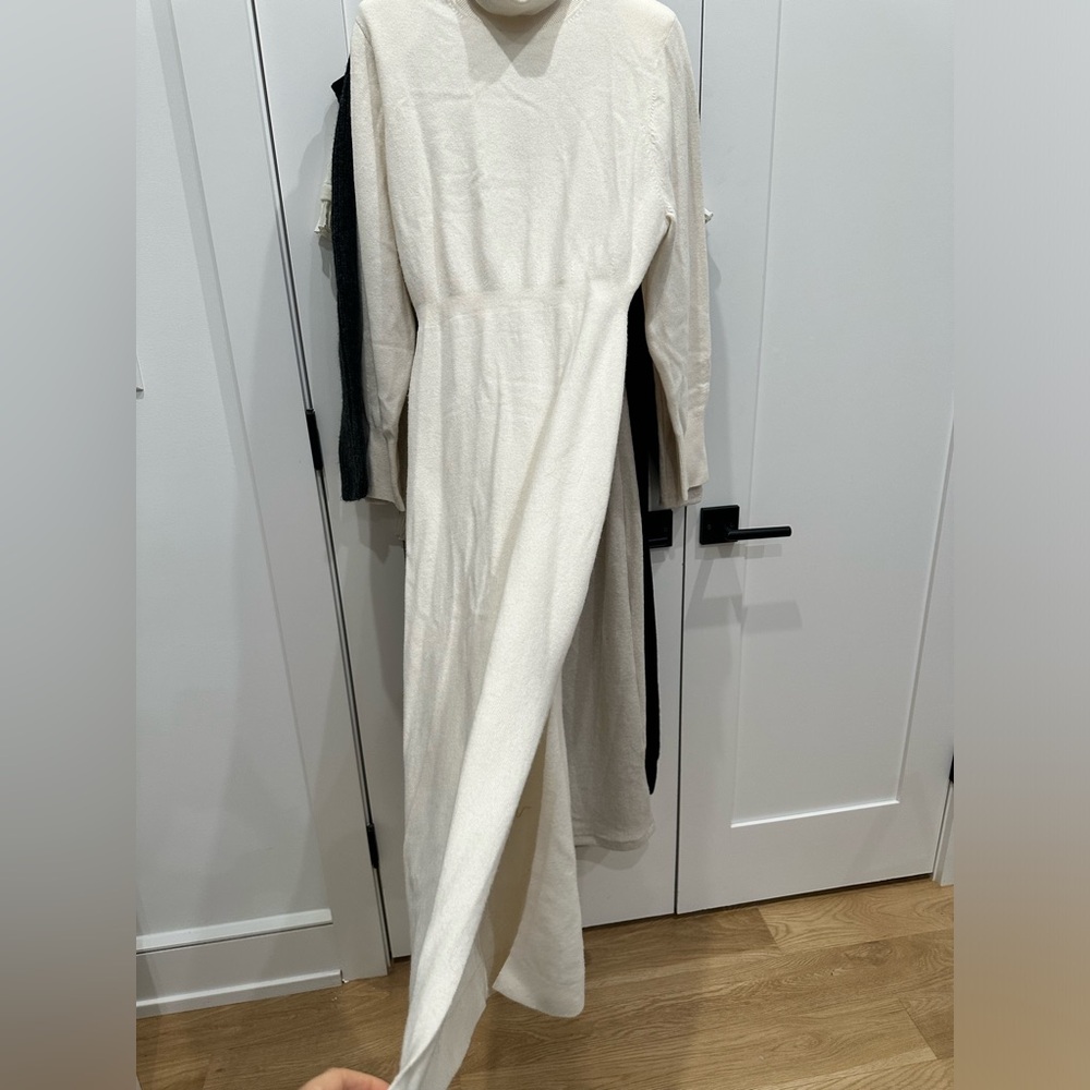 & Other Stories Alpaca turtleneck midi dress with shoulder pads and side slits